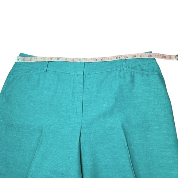 TALBOTS Linen Cotton Blend 10” Shorts Seafoam Green Zip / Button Closure Sz 14 - Picture 6 of 10
